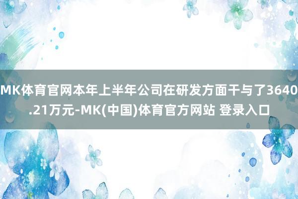 MK体育官网本年上半年公司在研发方面干与了3640.21万元-MK(中国)体育官方网站 登录入口
