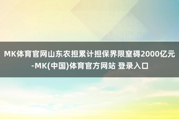 MK体育官网山东农担累计担保界限窒碍2000亿元-MK(中国)体育官方网站 登录入口